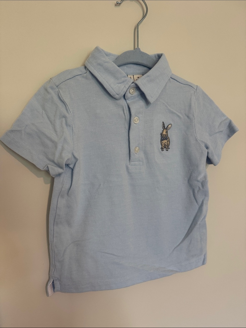 Janie and Jack Light Blue Polo with Embroidered Bunny boys 2T